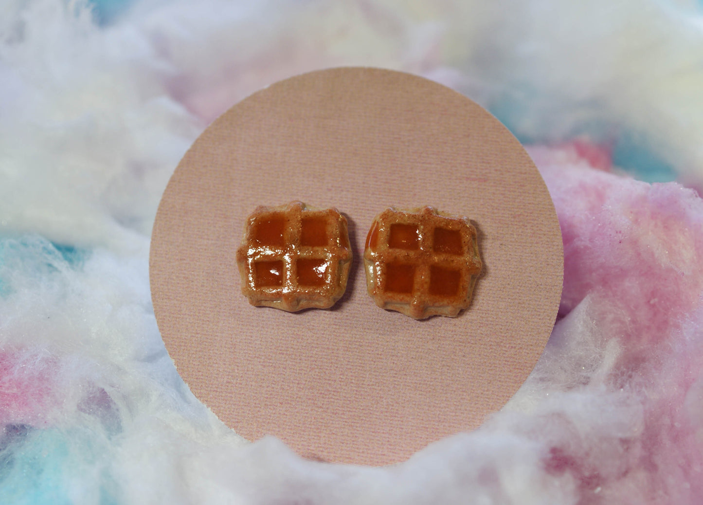 Waffles with Syrup Handmade Stud Earrings