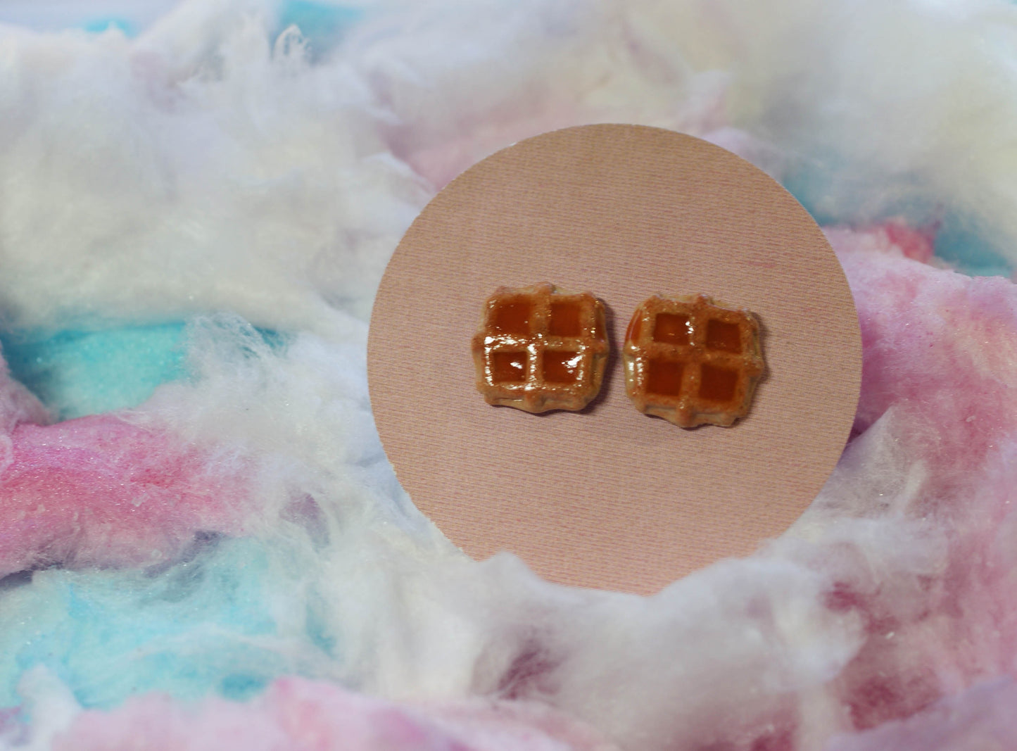 Waffles with Syrup Handmade Stud Earrings