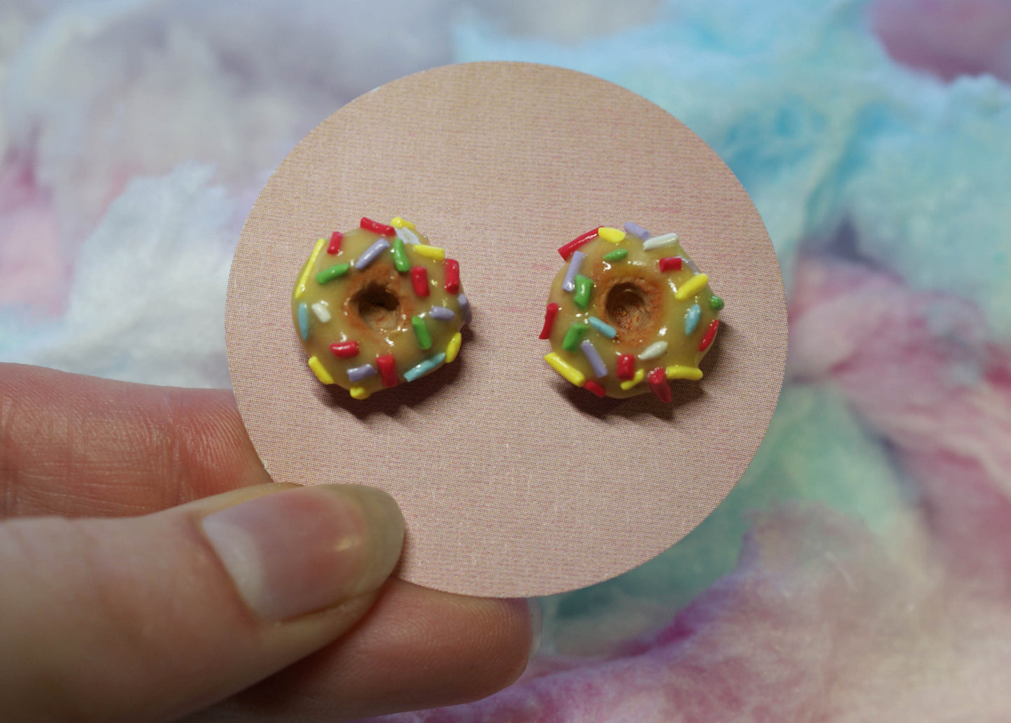 Sprinkle Donut with Yellow Icing Handmade Stud Earrings