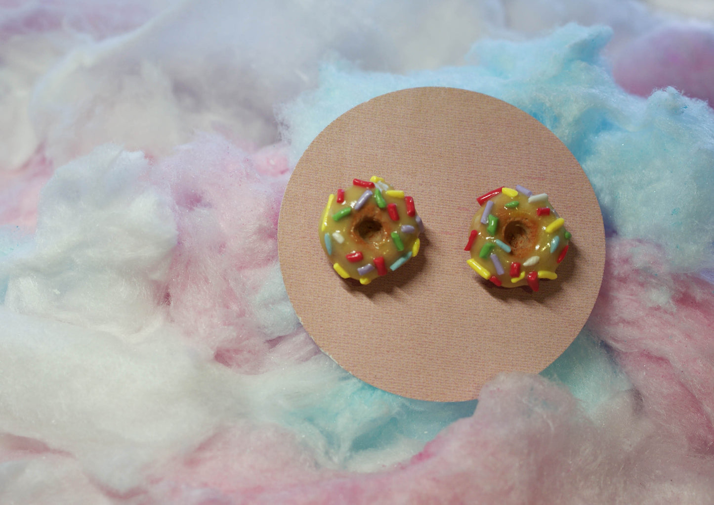 Sprinkle Donut with Yellow Icing Handmade Stud Earrings